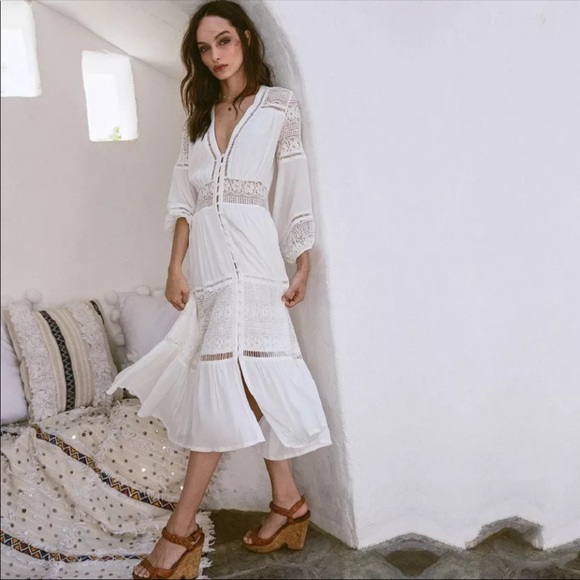 Cotton lace Boho Beach Cover up/kaftan/dress - Picture 7 of 9